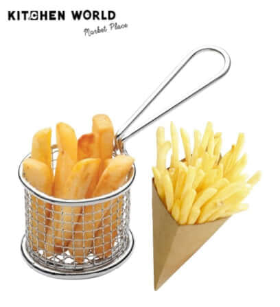 ตะกร้าเสิร์ฟสแตนเลสทรงกลมมีหูจับ KCW CW0193-94 ขนาด 9x8 ซม._7